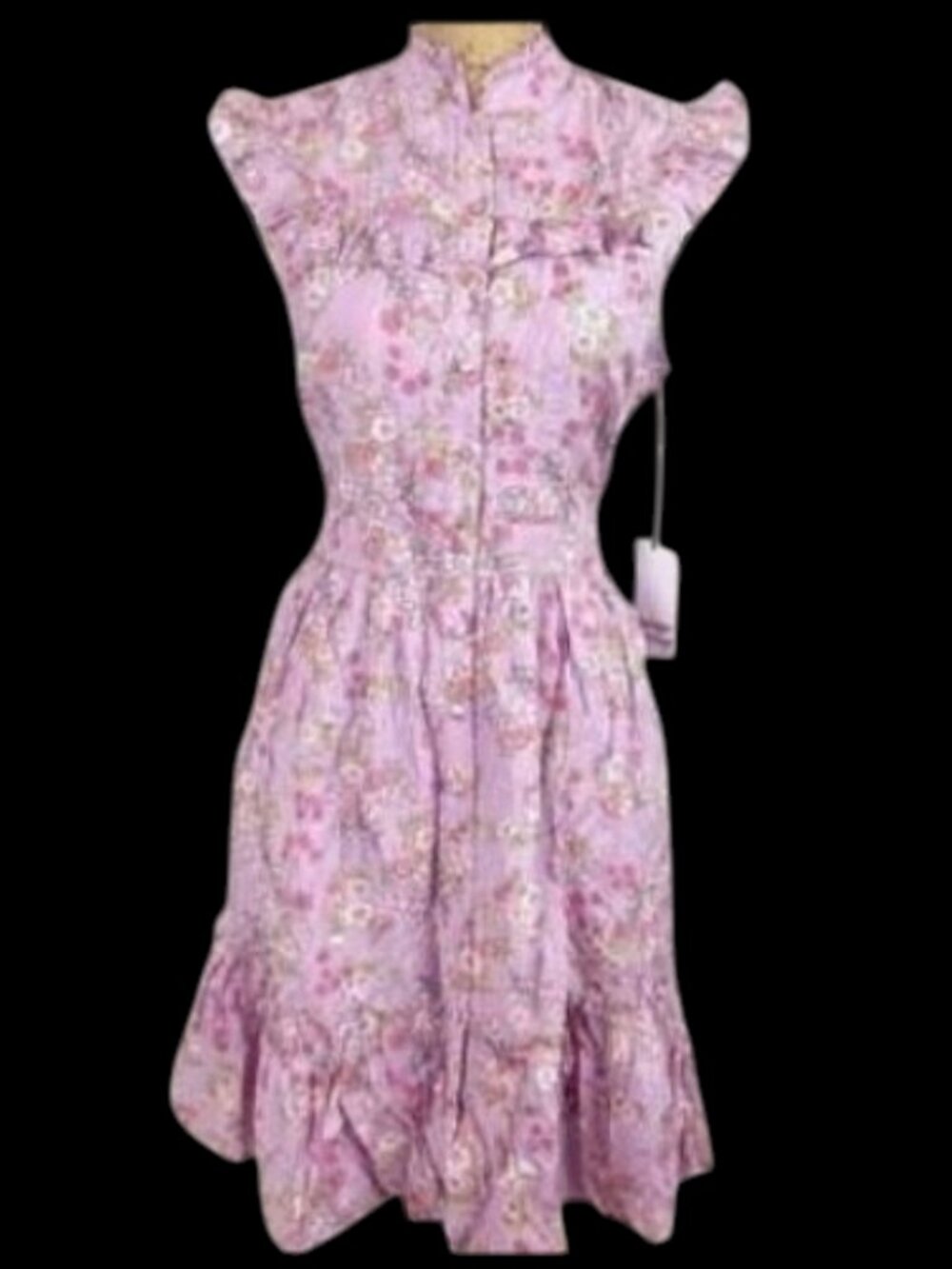 New! Unique Vintage Sweet Prairie Dress Purple Floral Ruffle Sz L #80 NWOT